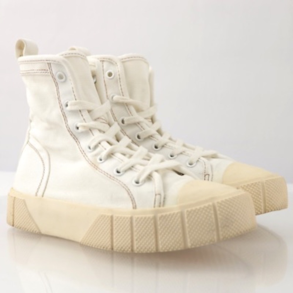 NWOT Zara Chunky High-Top Sneakers in Off-White Canvas Womens 39/8.5